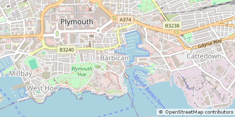 Map of Plymouth, Devon