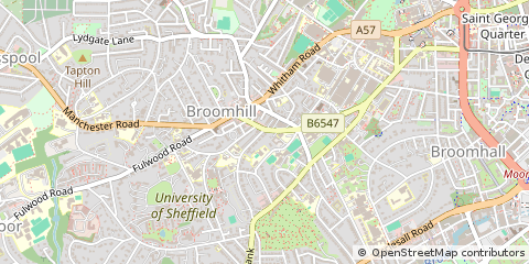 Map of Sheffield, S Yorkshire