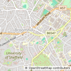 Map of Sheffield, S Yorkshire