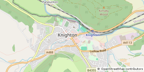 Map of Knighton, Powys