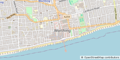 Map of Worthing, West Sussex
