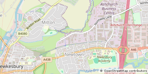Map of Tewkesbury, Gloucestershire