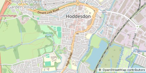 Map of Hoddesdon, Hertfordshire