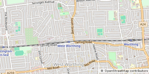 Map of Worthing, West Sussex