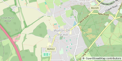 Map of Tadworth, Surrey