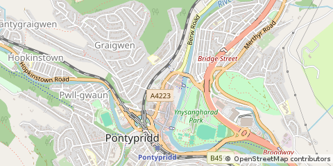Map of Pontypridd, Mid Glamorgan