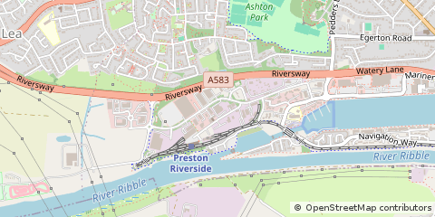 Map of Ashton on Ribble, Preston