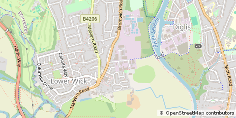 Map of Worcester, Worcestshire