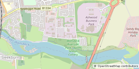 Map of Ashington, Northumberland