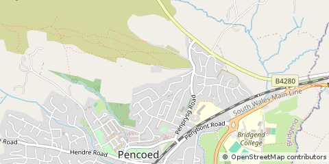 Map of Bridgend, Mid Glamorgan