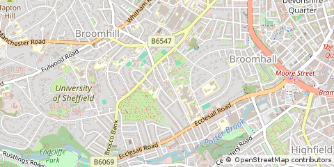 Map of Sheffield, South Yorkshire