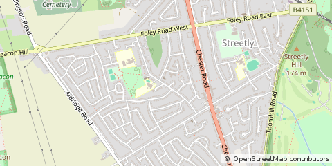 Map of Sutton Coldfield, West Midlands