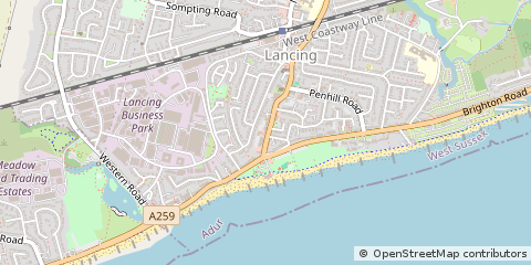 Map of Lancing, West Sussex