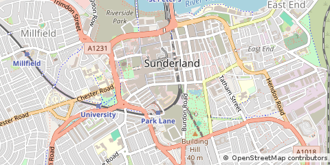 Map of Sunderland, Tyne & Wear
