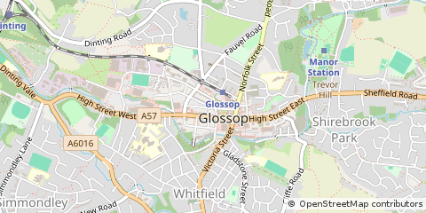 Map of Glossop, Derbyshire
