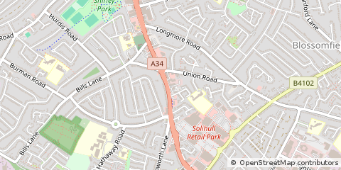 Map of Solihull, West Midlands