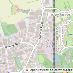 Map of Crawley, W Sussex