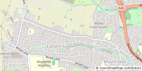 Map of Upper Eastern Green Lane, Coventry
