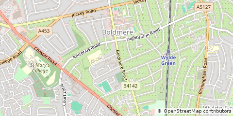 Map of Sutton Coldfield, West Midlands