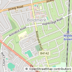 Map of Sutton Coldfield, West Midlands