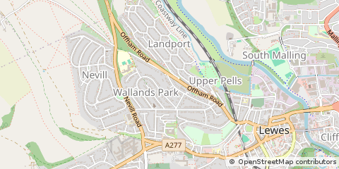 Map of Lewes, East Sussex