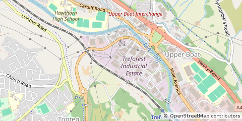 Map of Pontypridd, Rhondda Cynon Taff