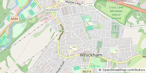 Map of Whickham, Tyne & Wear