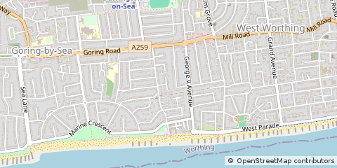 Map of Worthing, West Sussex