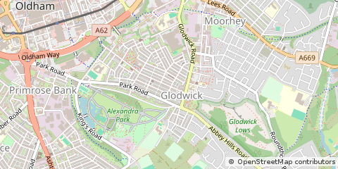 Map of Oldham, Lancashire