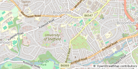Map of Sheffield, South Yorkshire