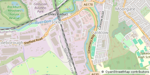 Map of Rotherham, South Yorkshire