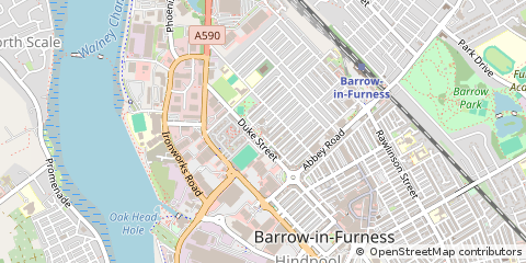 Map of Barrow-in-Furness, Cumbria