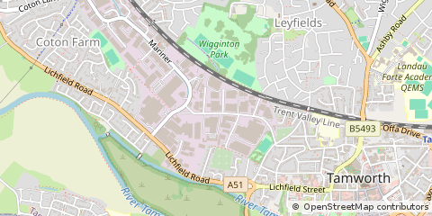 Map of Tamworth, Staffordshire
