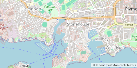 Map of Plymouth, Devon
