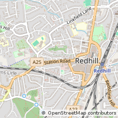 Map of Redhill, Surrey