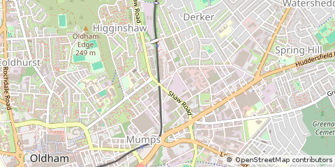 Map of Oldham, Lancashire