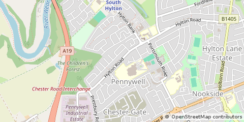 Map of Sunderland, Tyne and Wear