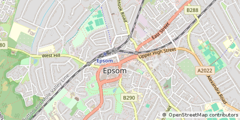 Map of Epsom, Surrey