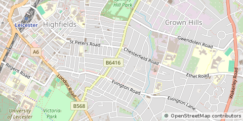 Map of Leicester, Leicestershire
