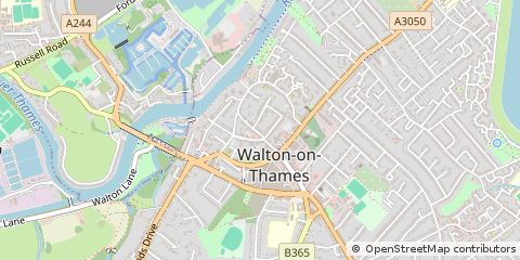 Map of Walton on Thames, Surrey