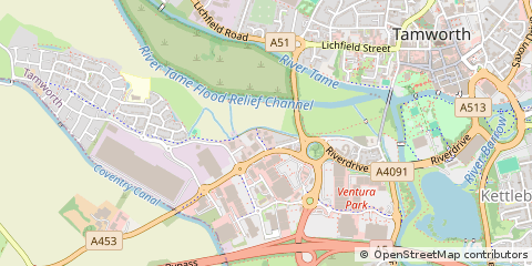 Map of Tamworth, Staffordshire