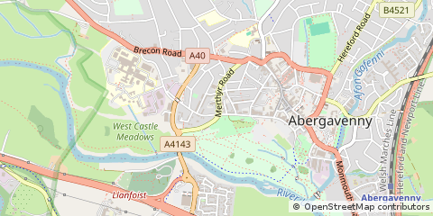 Map of Abergavenny, Monmouthshire