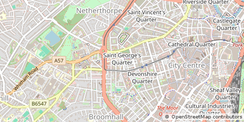 Map of Sheffield, South Yorkshire
