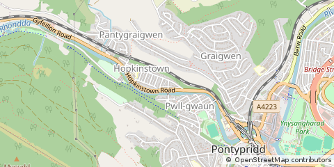 Map of Pontypridd, MID Glamorgan