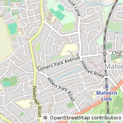 Map of Malvern, Worcestershire