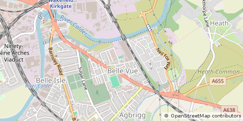 Map of Wakefield, West Yorkshire