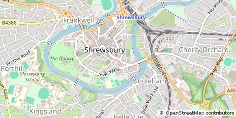Map of Shrewsbury, Shropshire