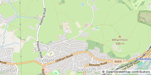 Map of Oldham, Lancashire