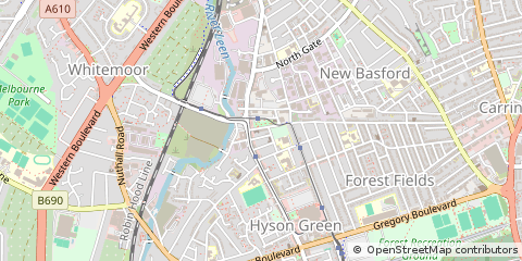 Map of Basford, Nottinghamshire