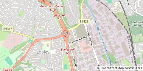 Map of Gateshead, Tyne & Wear